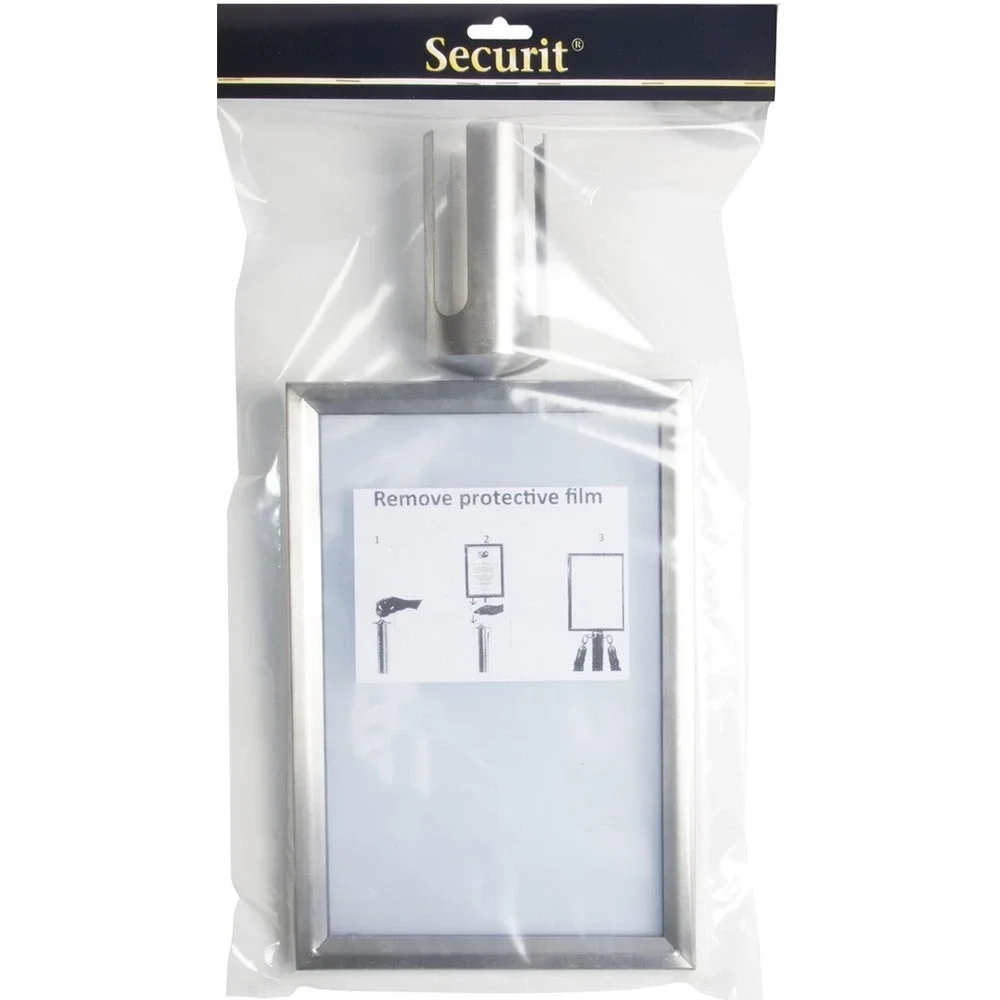 A4 Portrait Barrier Post Top Sign Holder‎ Stainless Steel